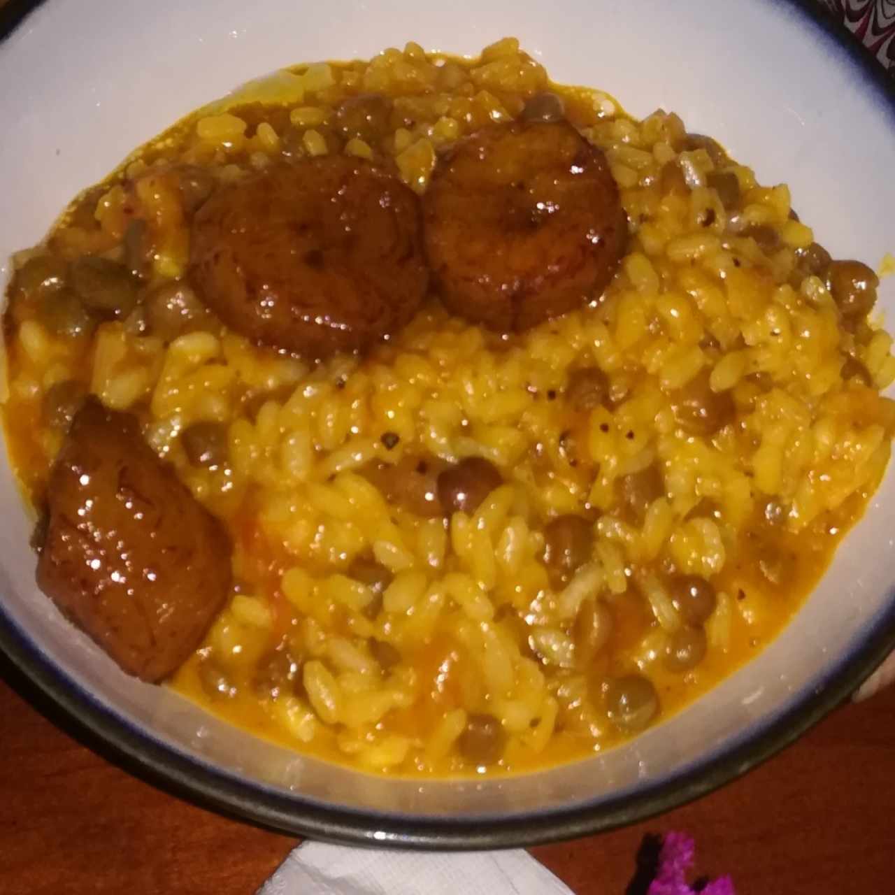 Risotto de guandu con plátanos