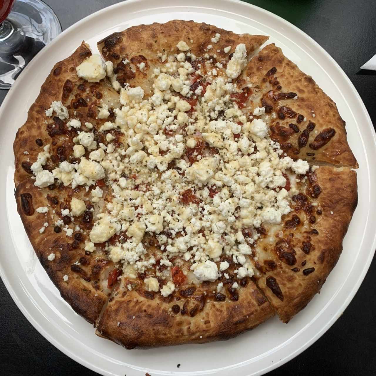 Pizza queso feta y miel