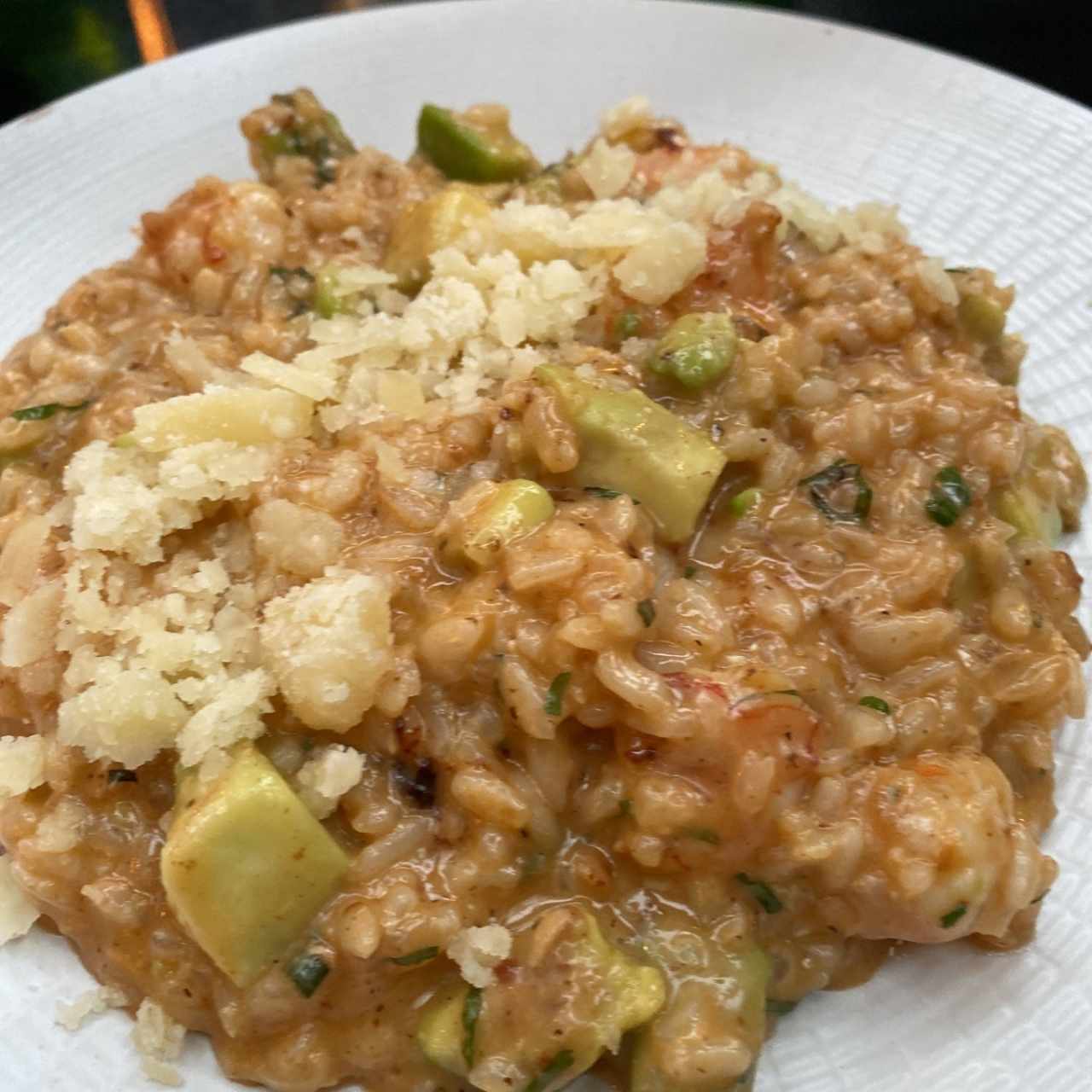 Rissotto de langostinos y aguacate