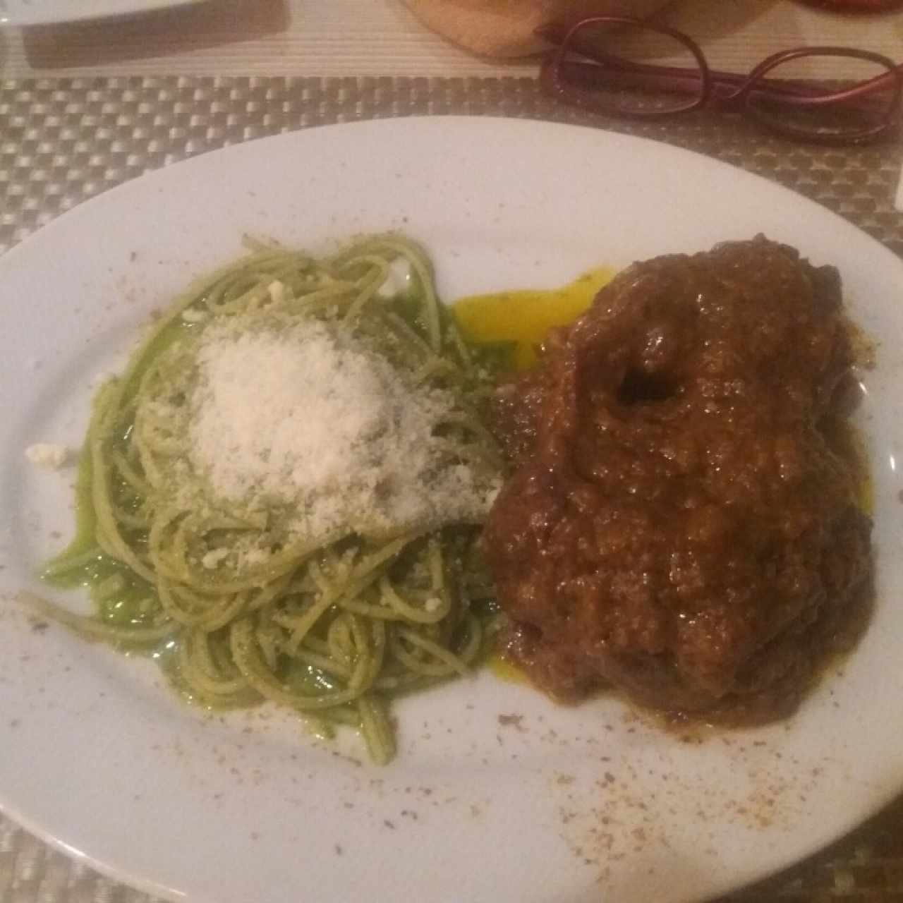 ossobuco con pasta al pesto