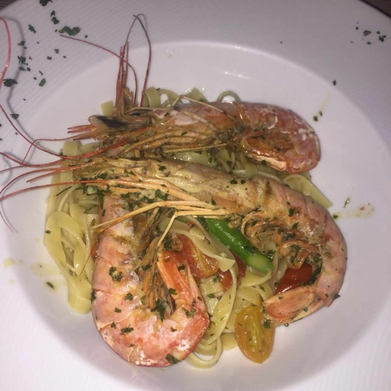 fettuccine con langostino 