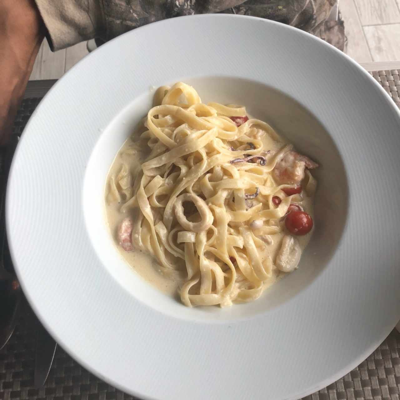 Fettuccini Fruti di Mare en crema