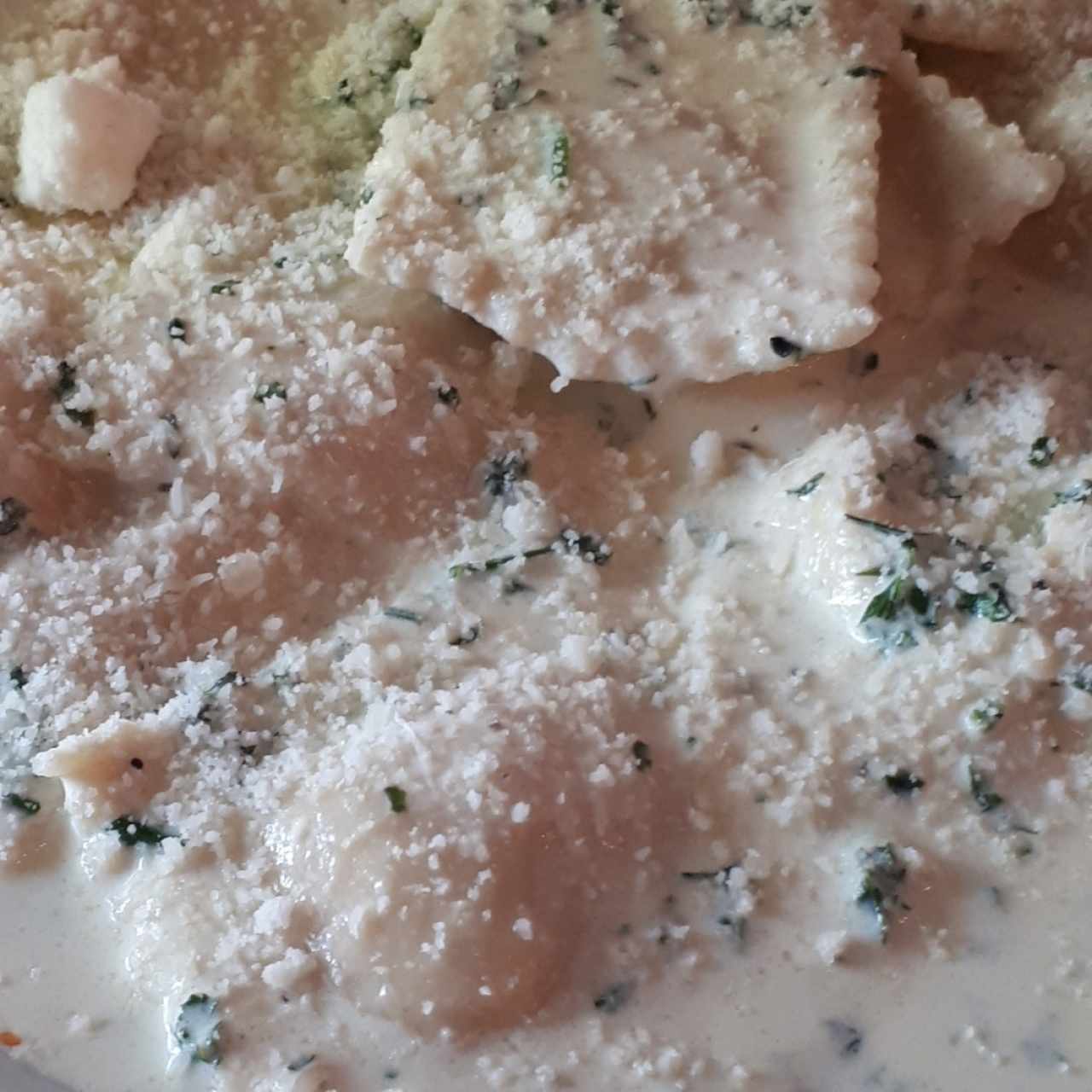 Raviolis de salmón en salsa de champaña