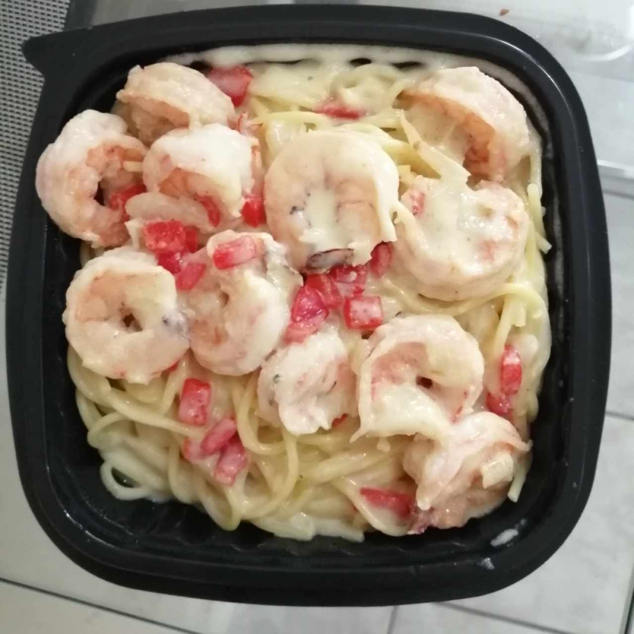 Spaguetti con camarones 