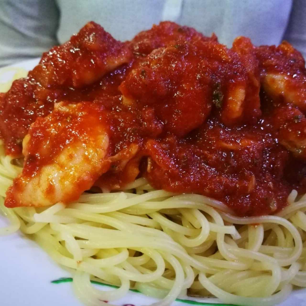 Spaghetti con camarones