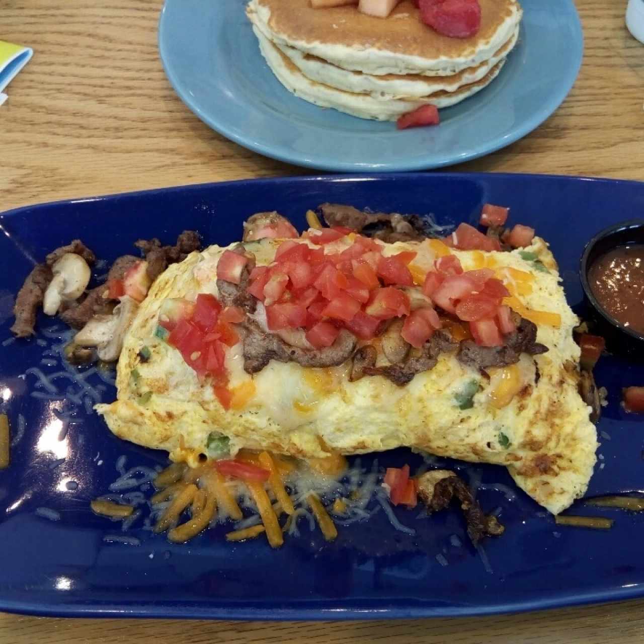 omelettes big steak