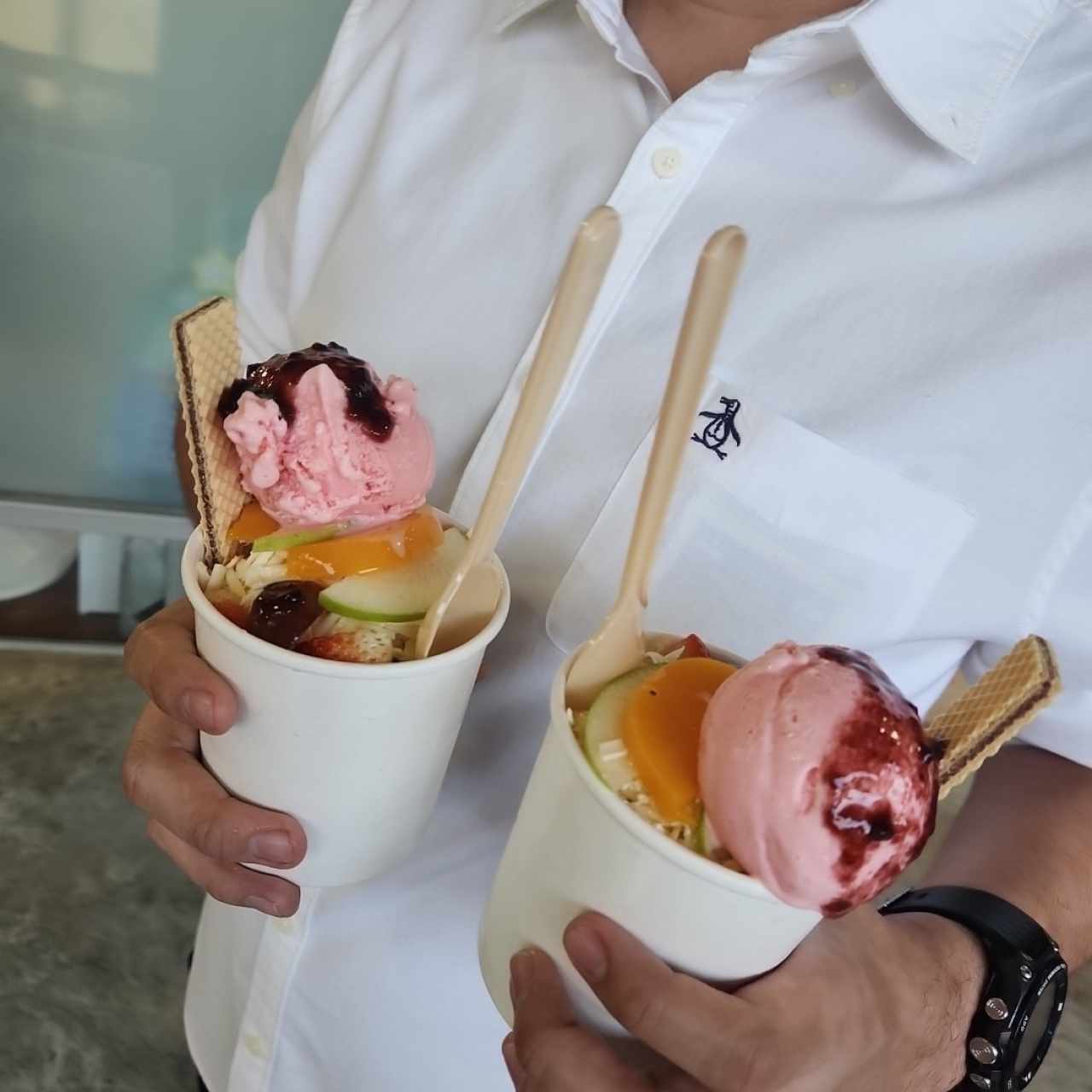 Ensaladas de frutas con Helado