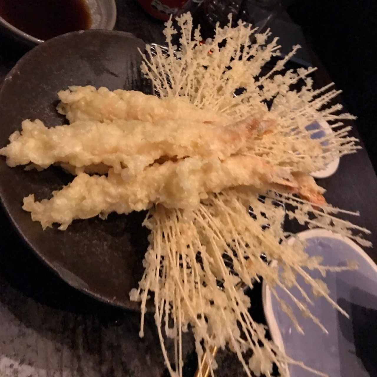 Langostinos tempura