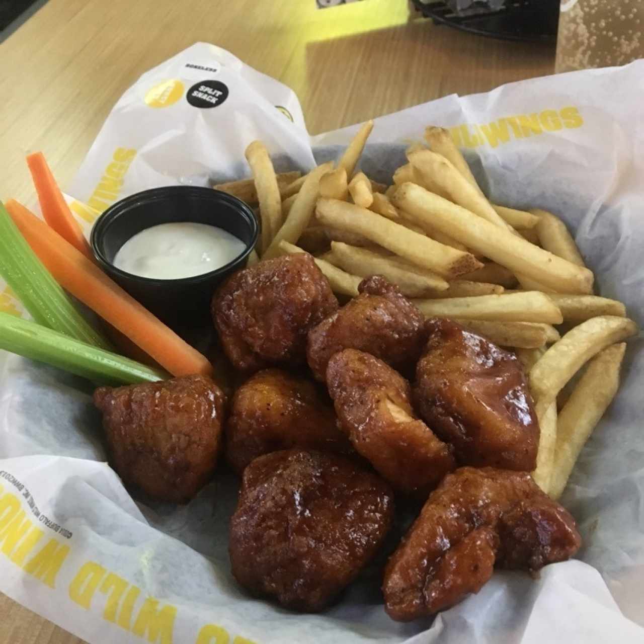 Honey BBQ Boneless Wings & Fries