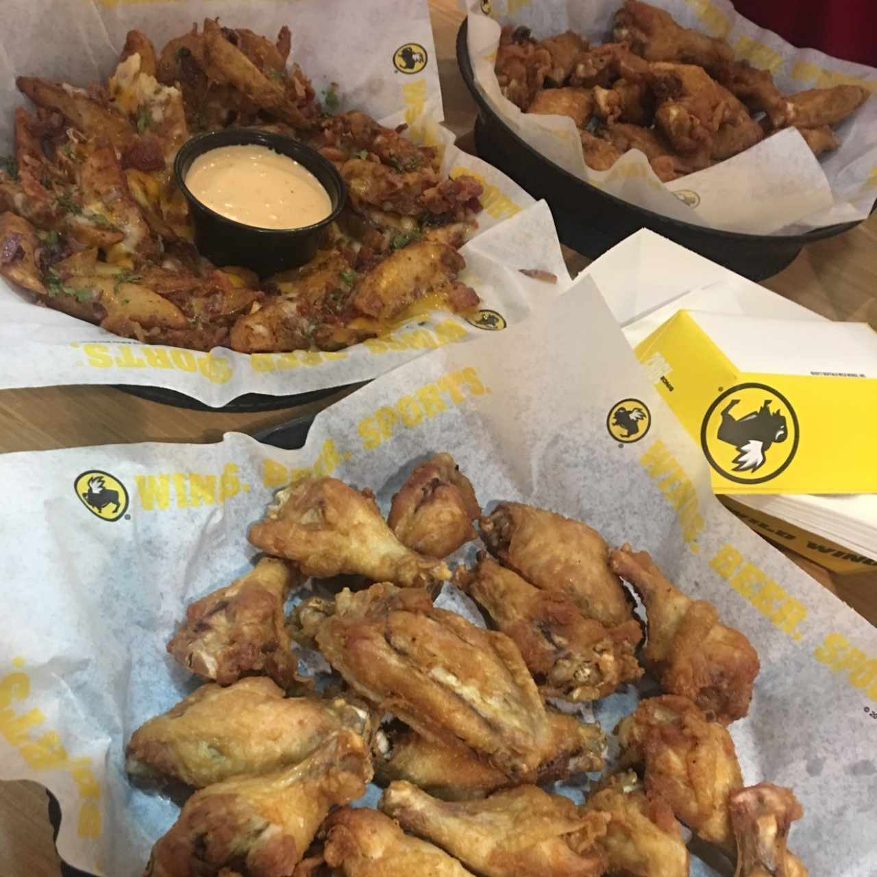 traditional wings and potato wedges