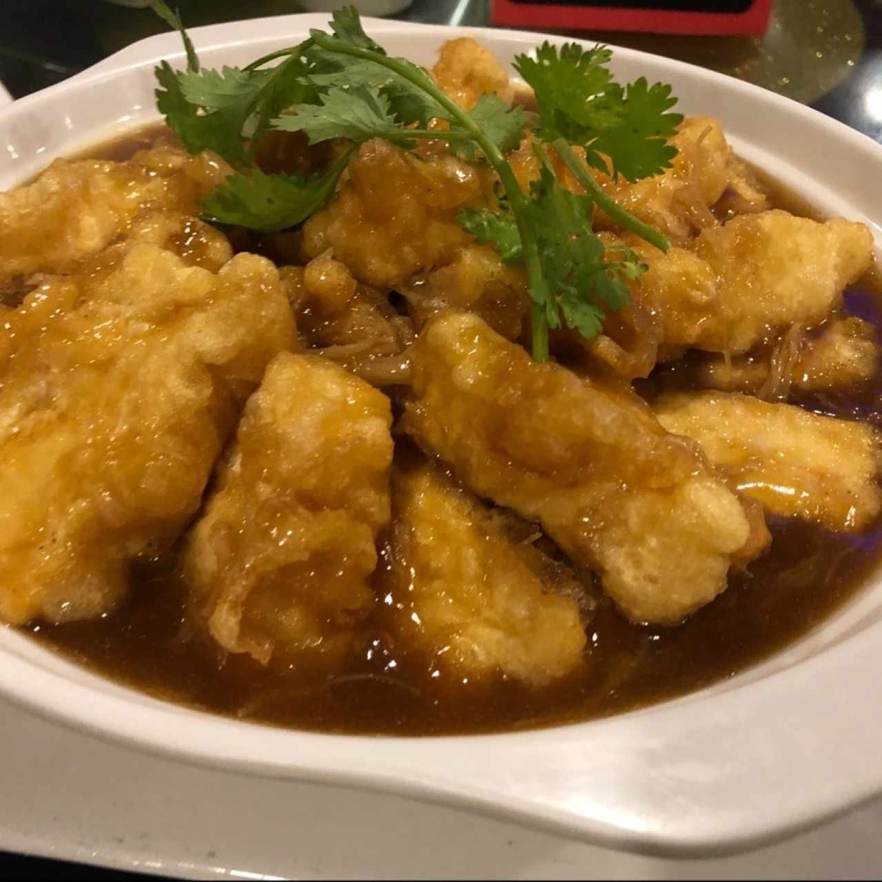 Tofu relleno a la plancha con salsa de ostra