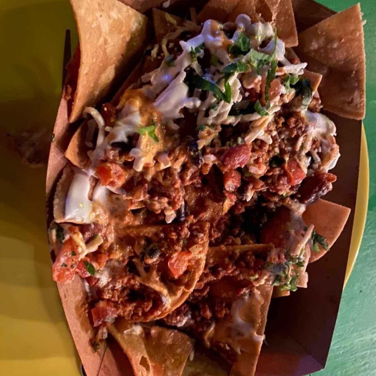 Nachos con carne y chile 