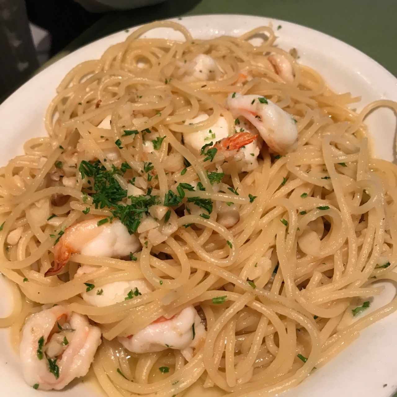 Spaguetti con langostinos al óleo