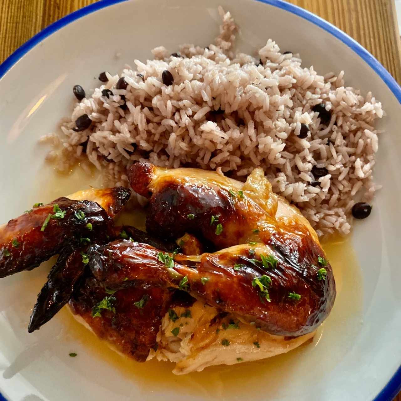 pollo al horno y arroz con guandú