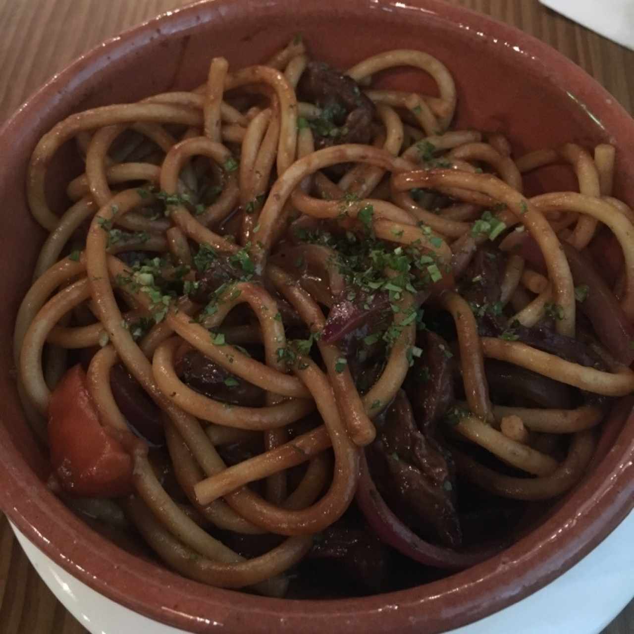 Spaguetti con entraña