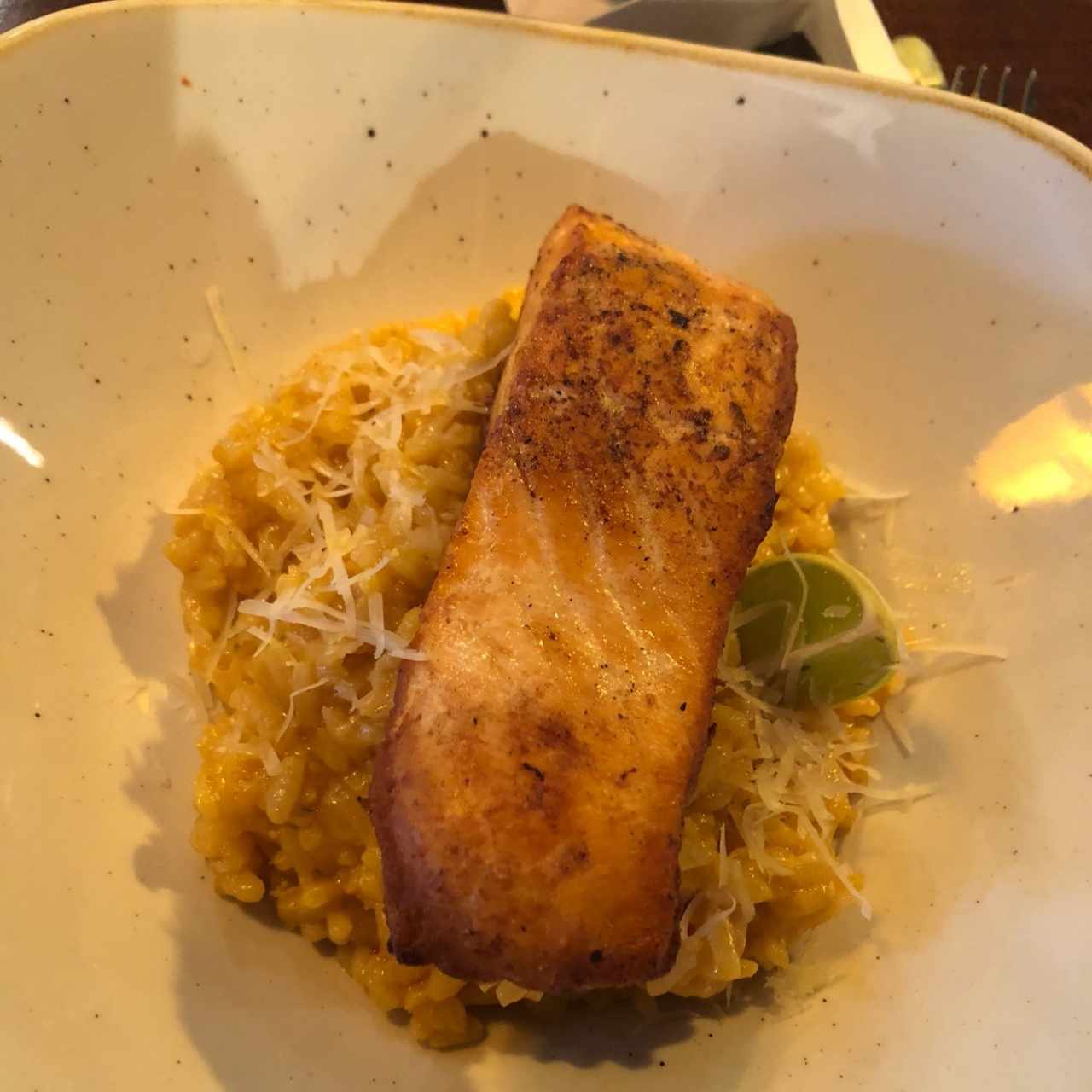 salmon con risotto