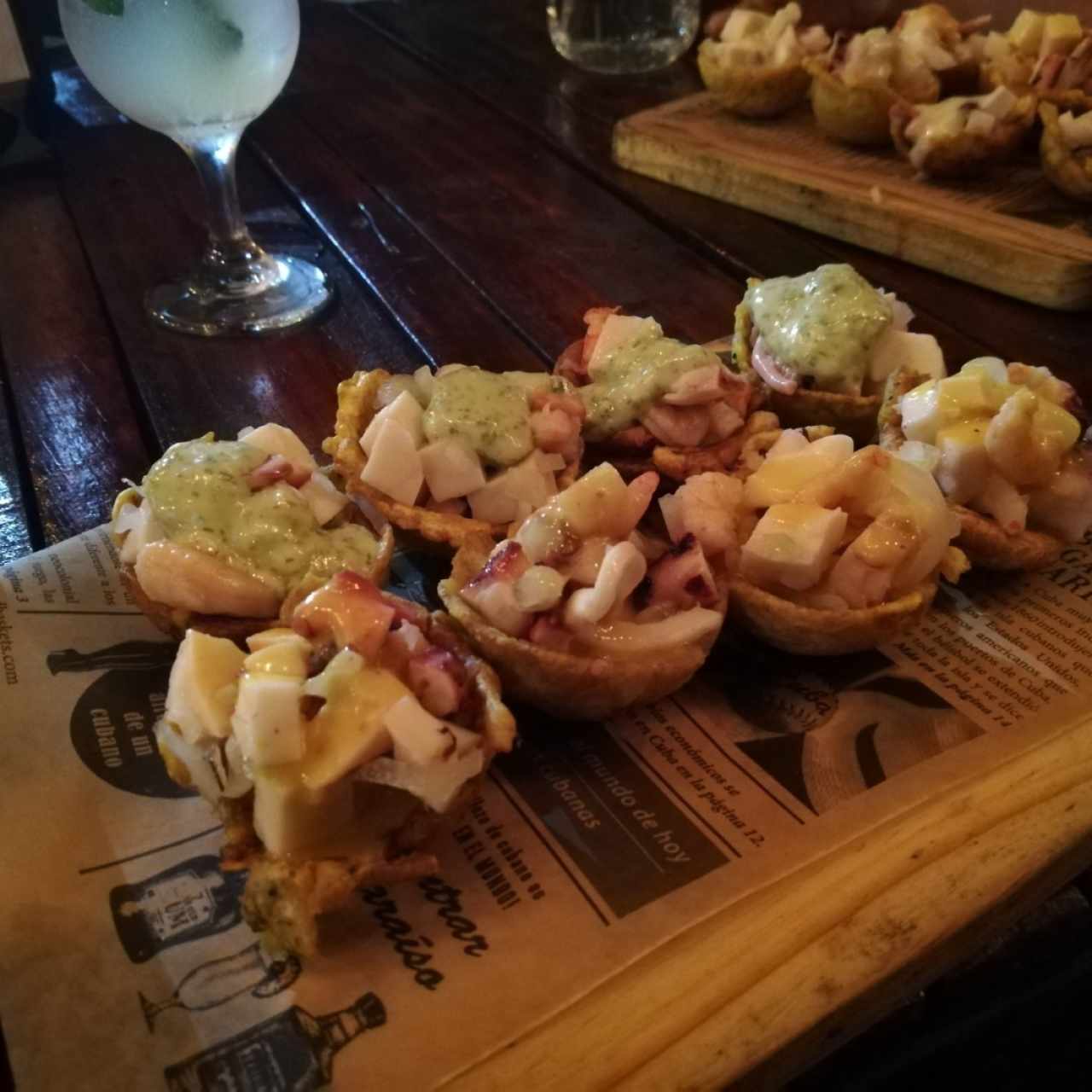 Patacones rellenos de Ceviche 