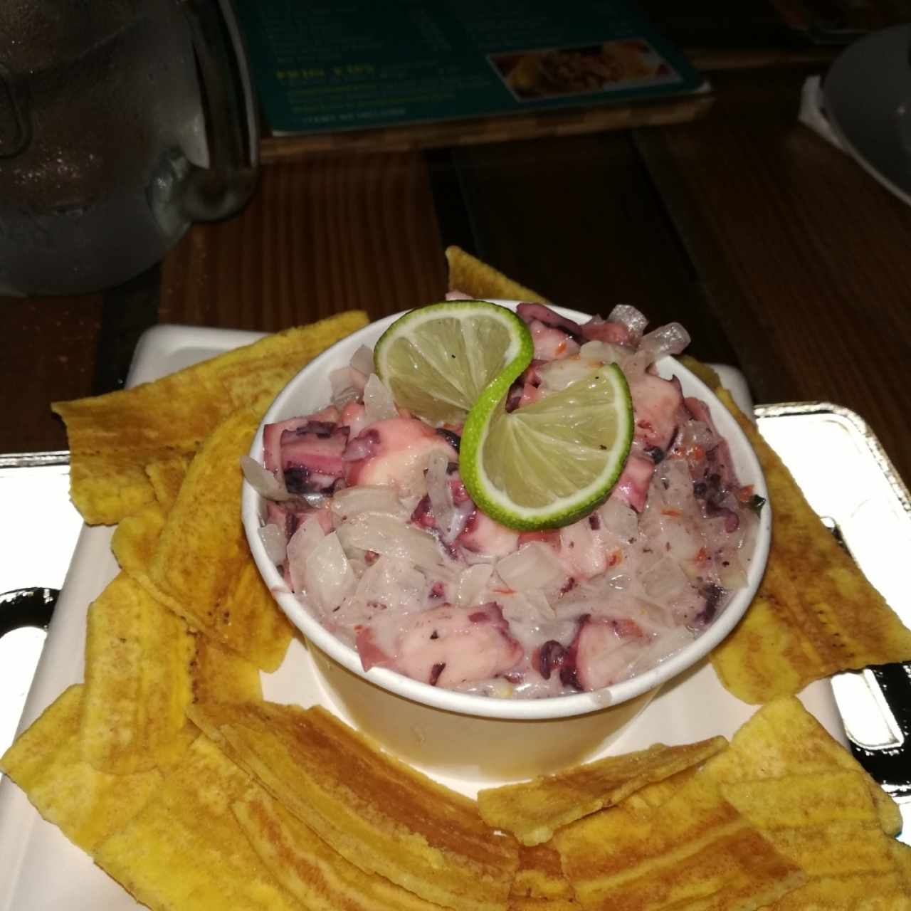 ceviche de pulpo con salsa de coco