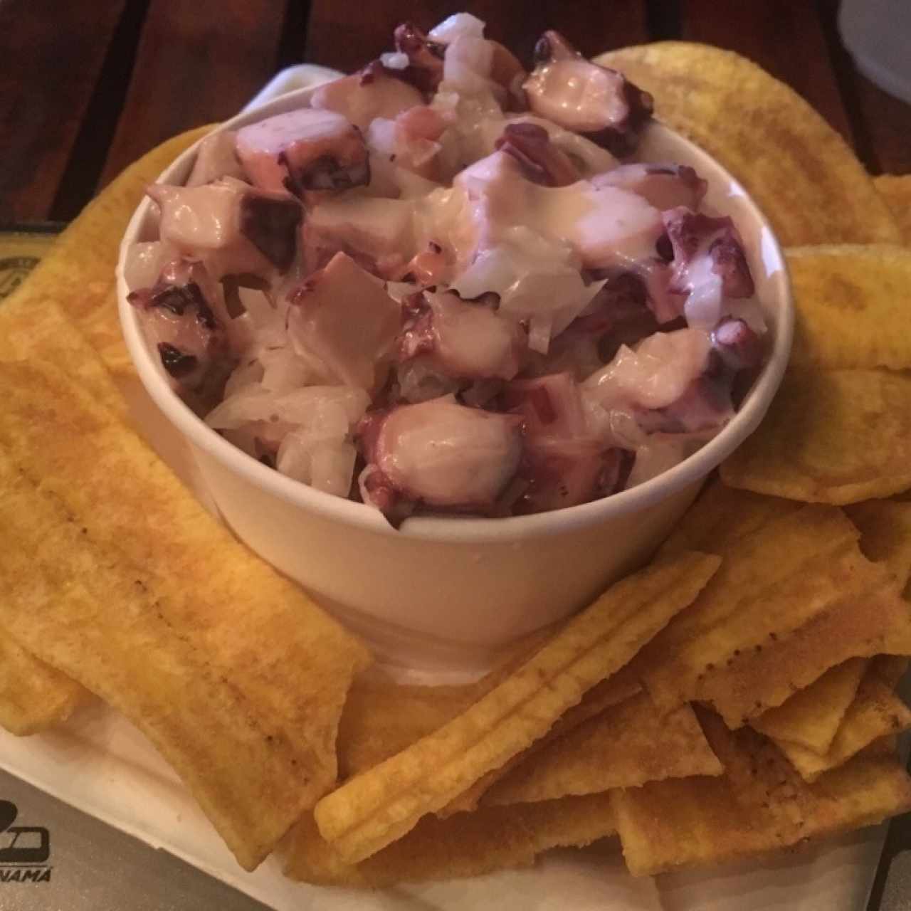 ceviche de pulplo con salsa inglesa y coco