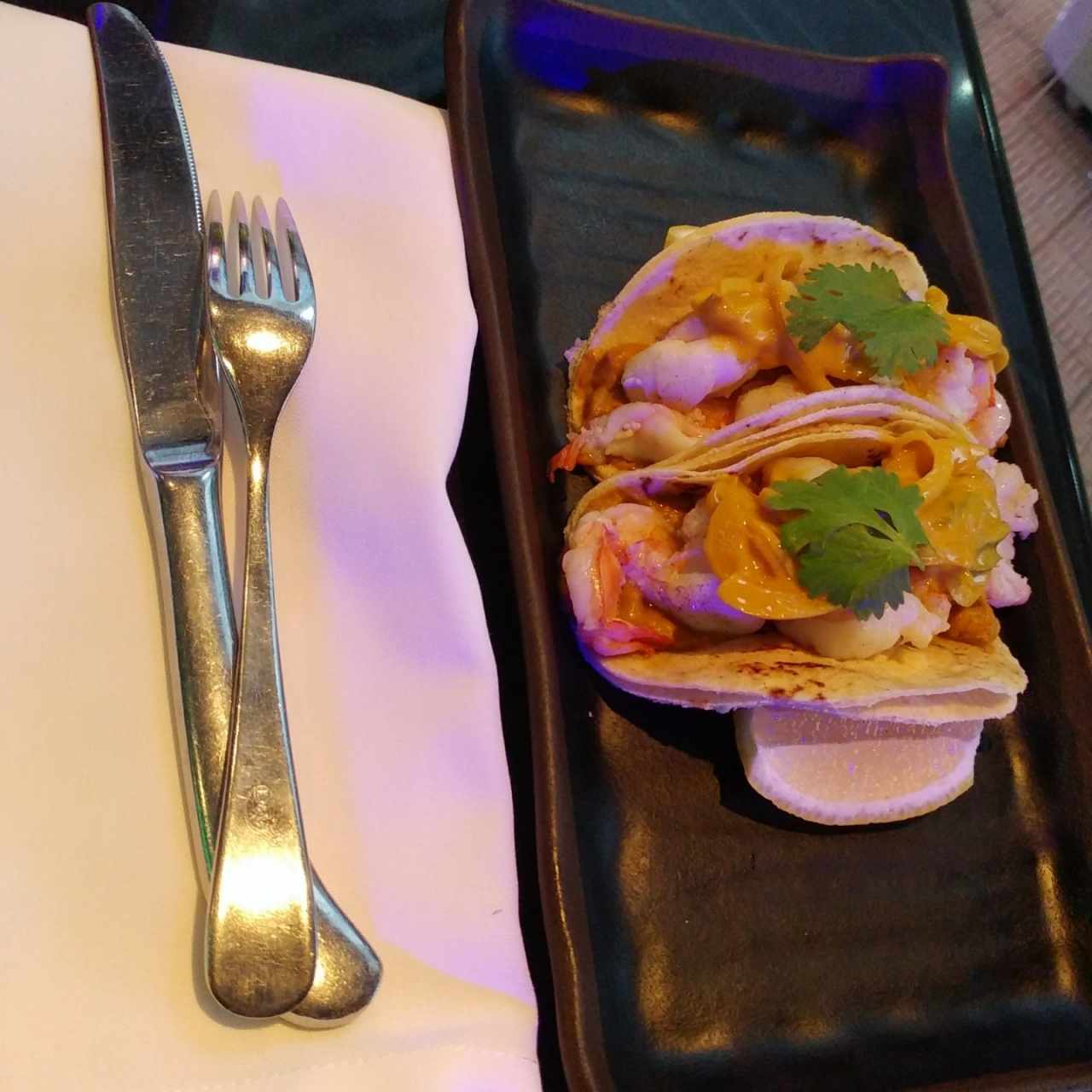 Tacos langostino en Saril