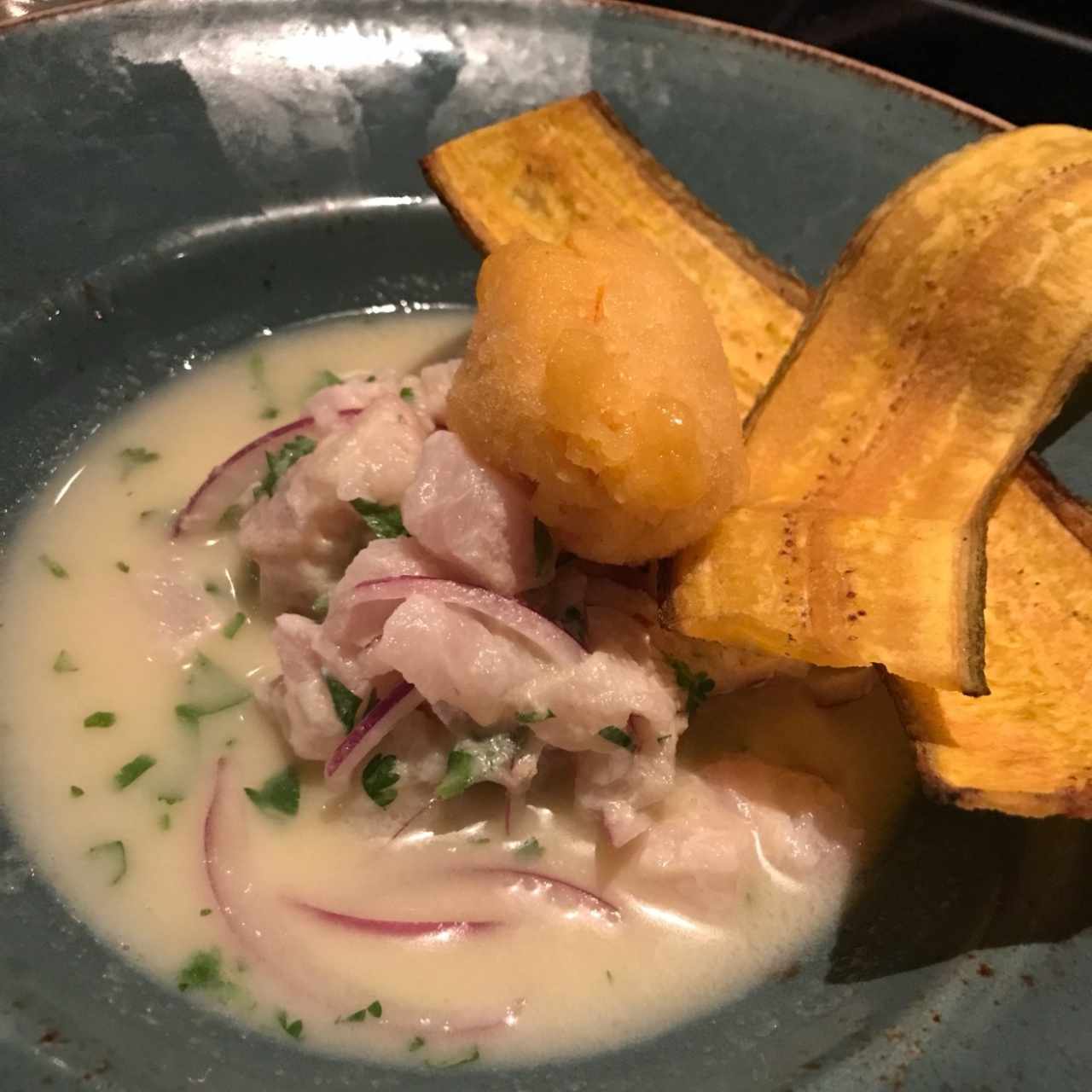 Ceviche de Corvina con coco