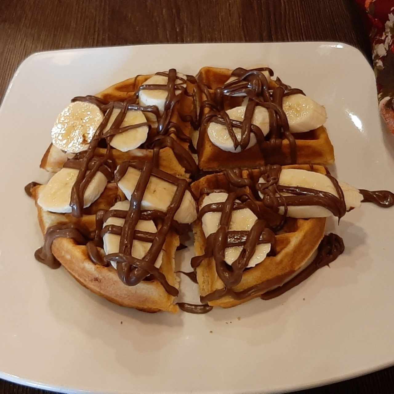 Waffles con Banana y Nutella