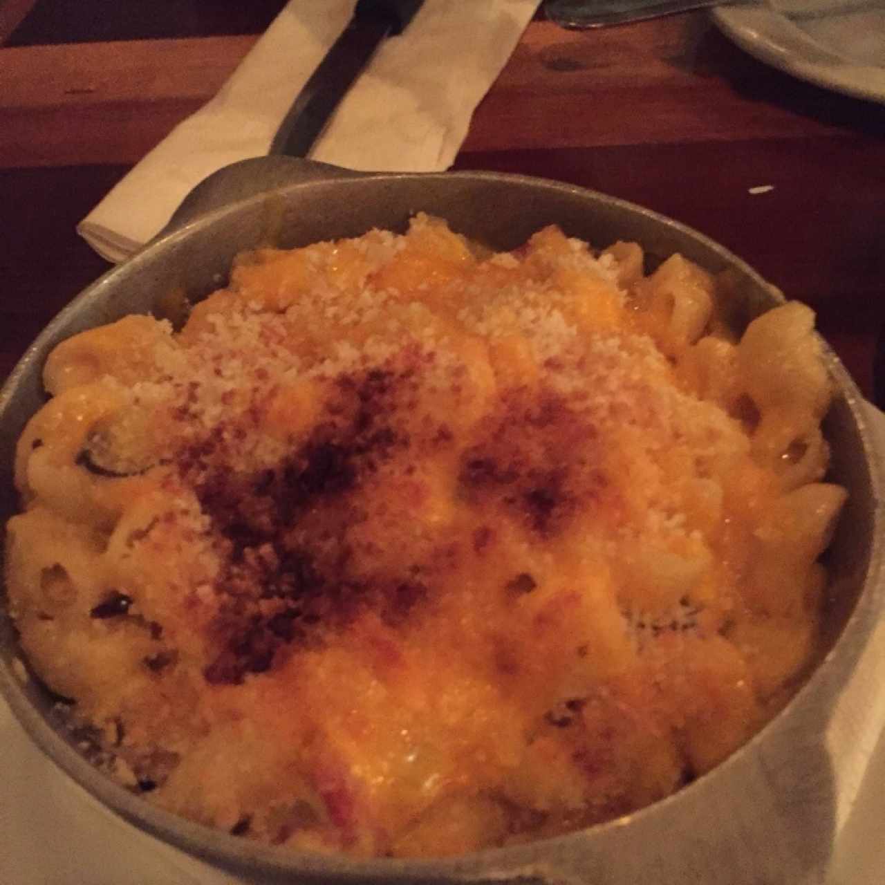 mac n cheese de bacon y hongos