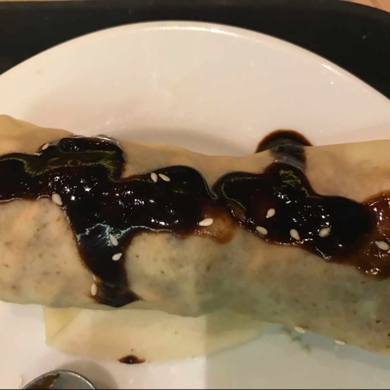 Crepes de pollo con salsa de ciruela