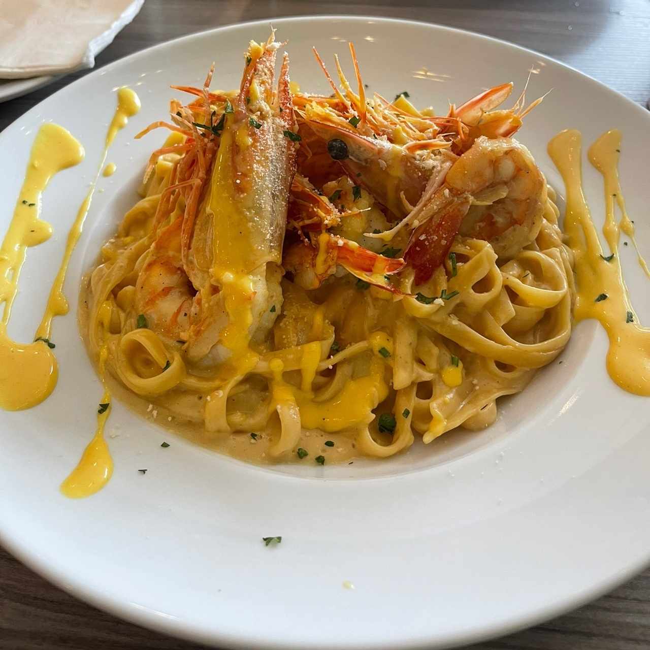 Pasta de langostinos, Especial del Chef.