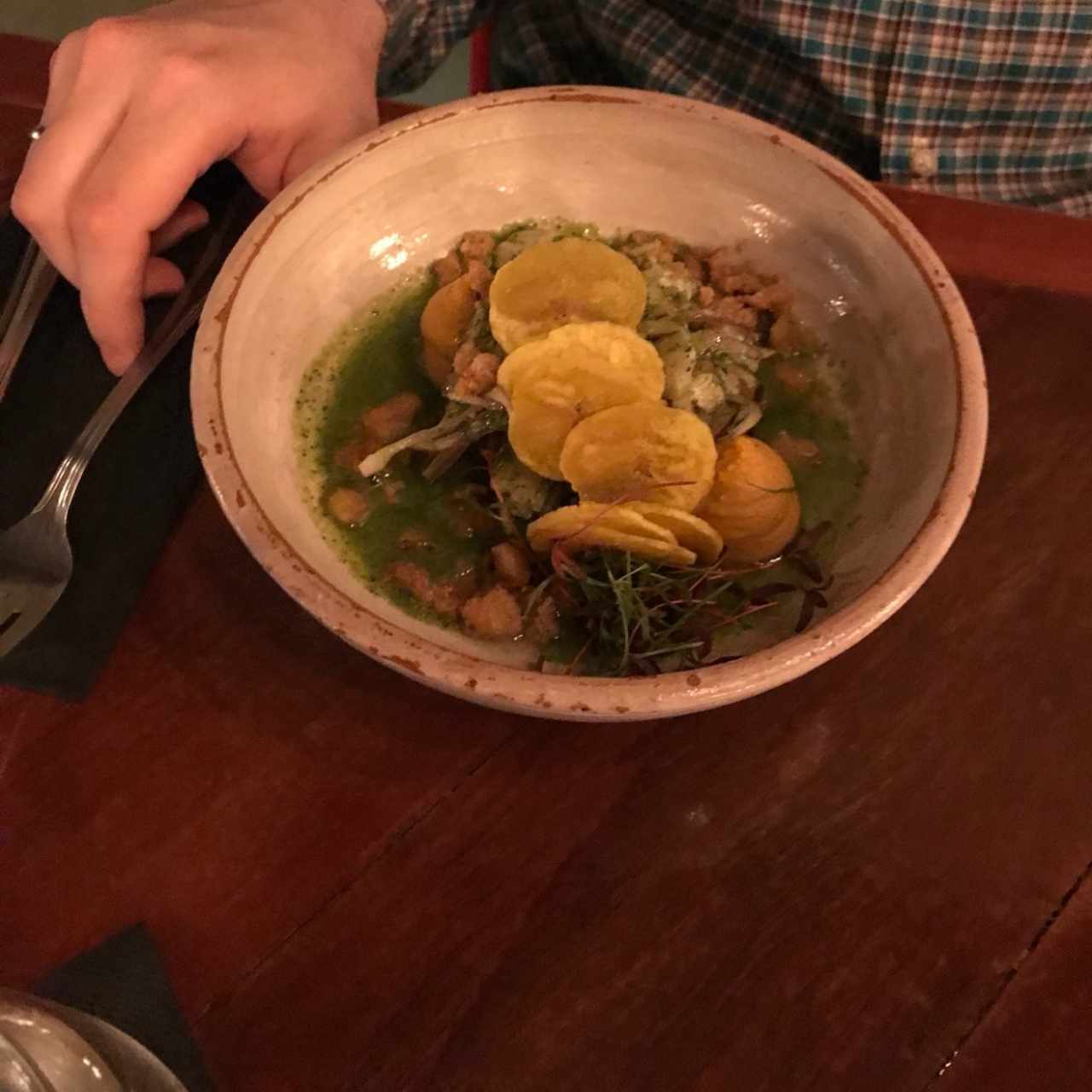 Entrada: ceviche verde