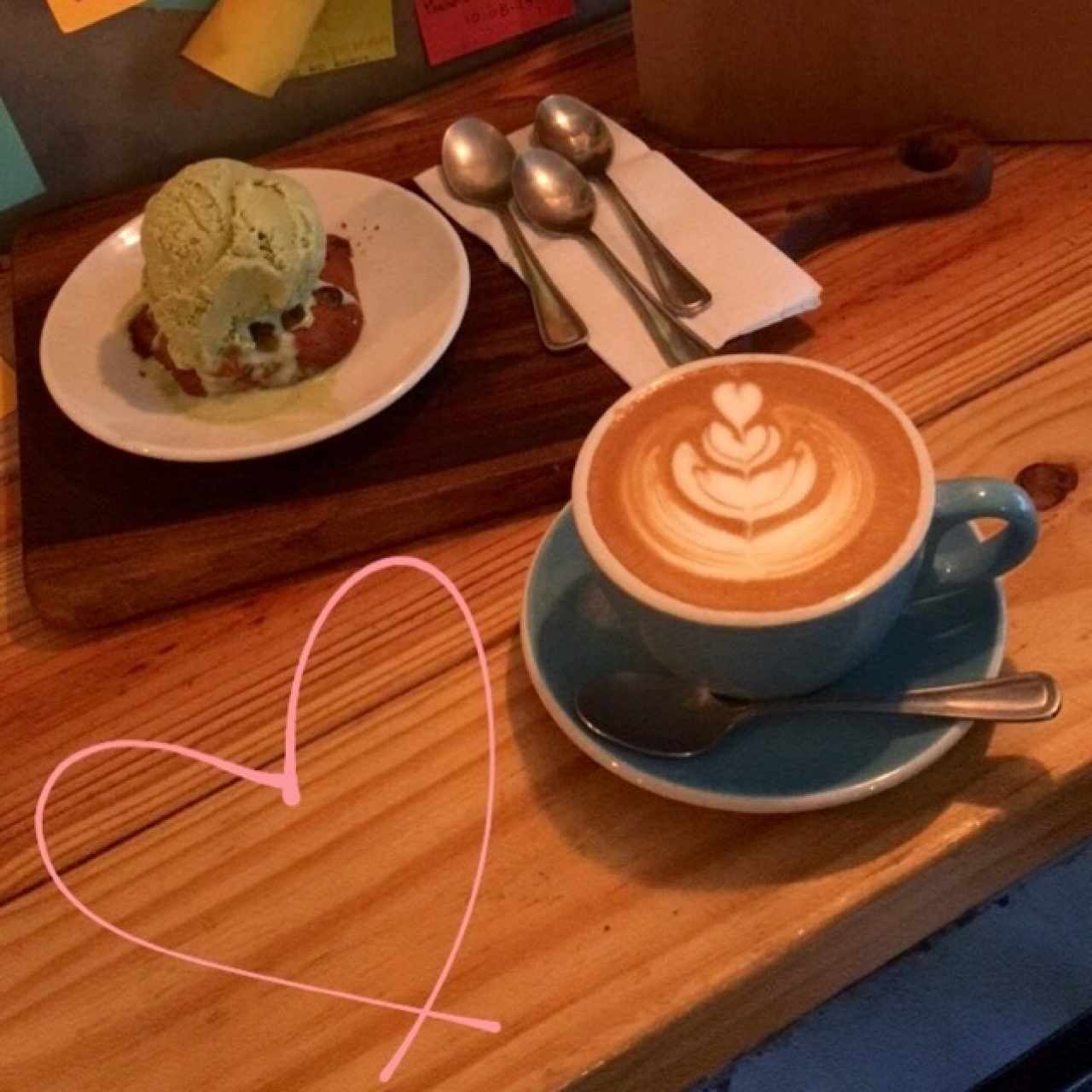 Helado matcha + gordita + cappuccino ❤️