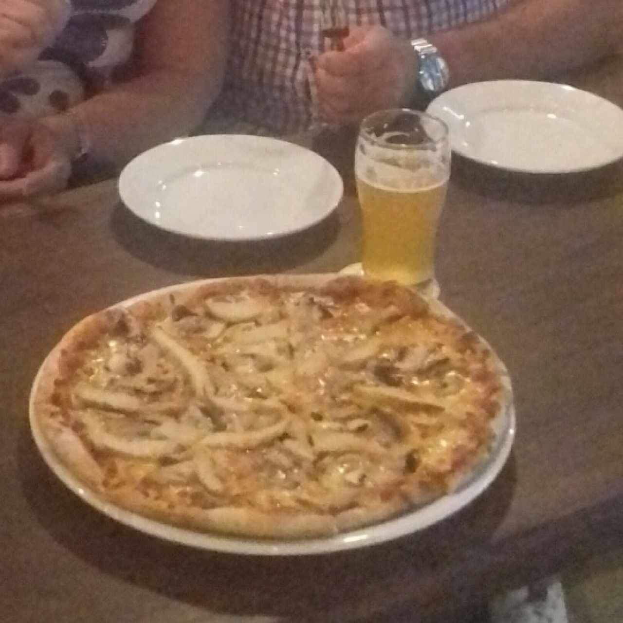 Pizza de pollo con champiñones & a Blanche