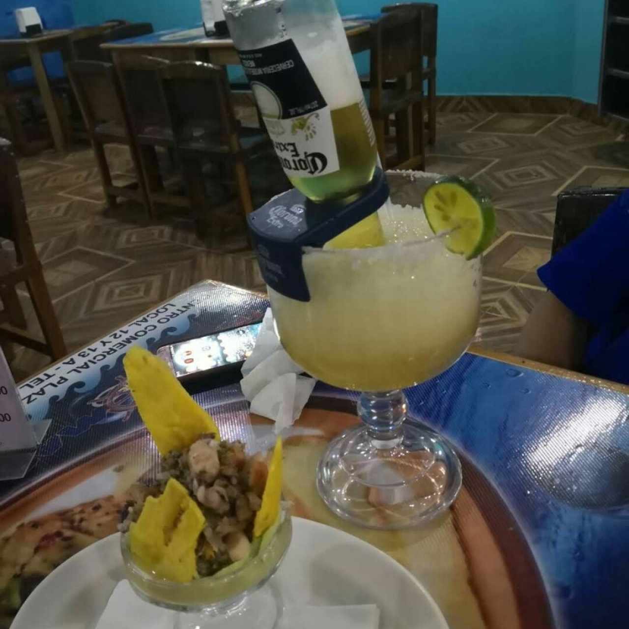 Margarita y ceviche