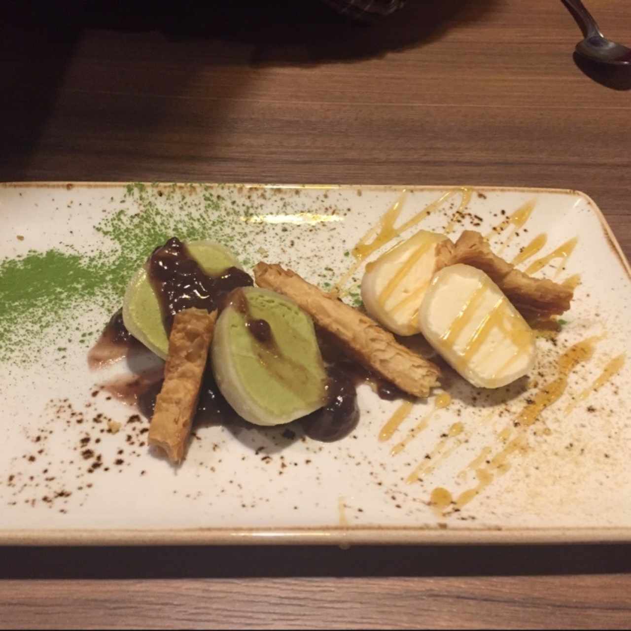 Helado de mochi de té verde