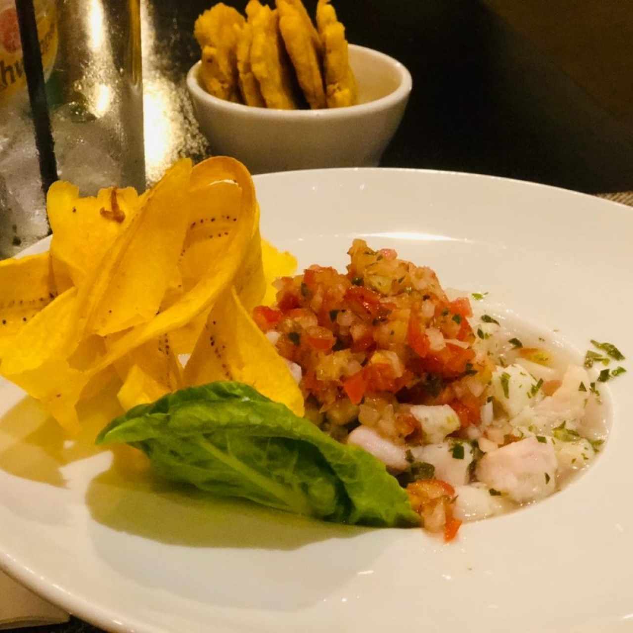 Ceviche con pico de gallo + orden de patacones