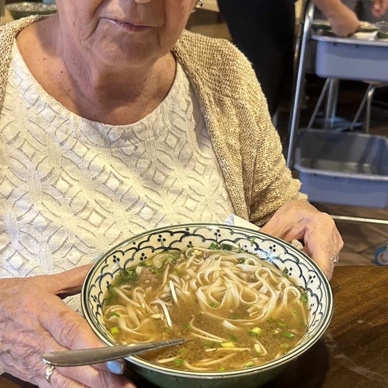 Sopa con Fideos de Arroz y Carne de Res Bien Cocida