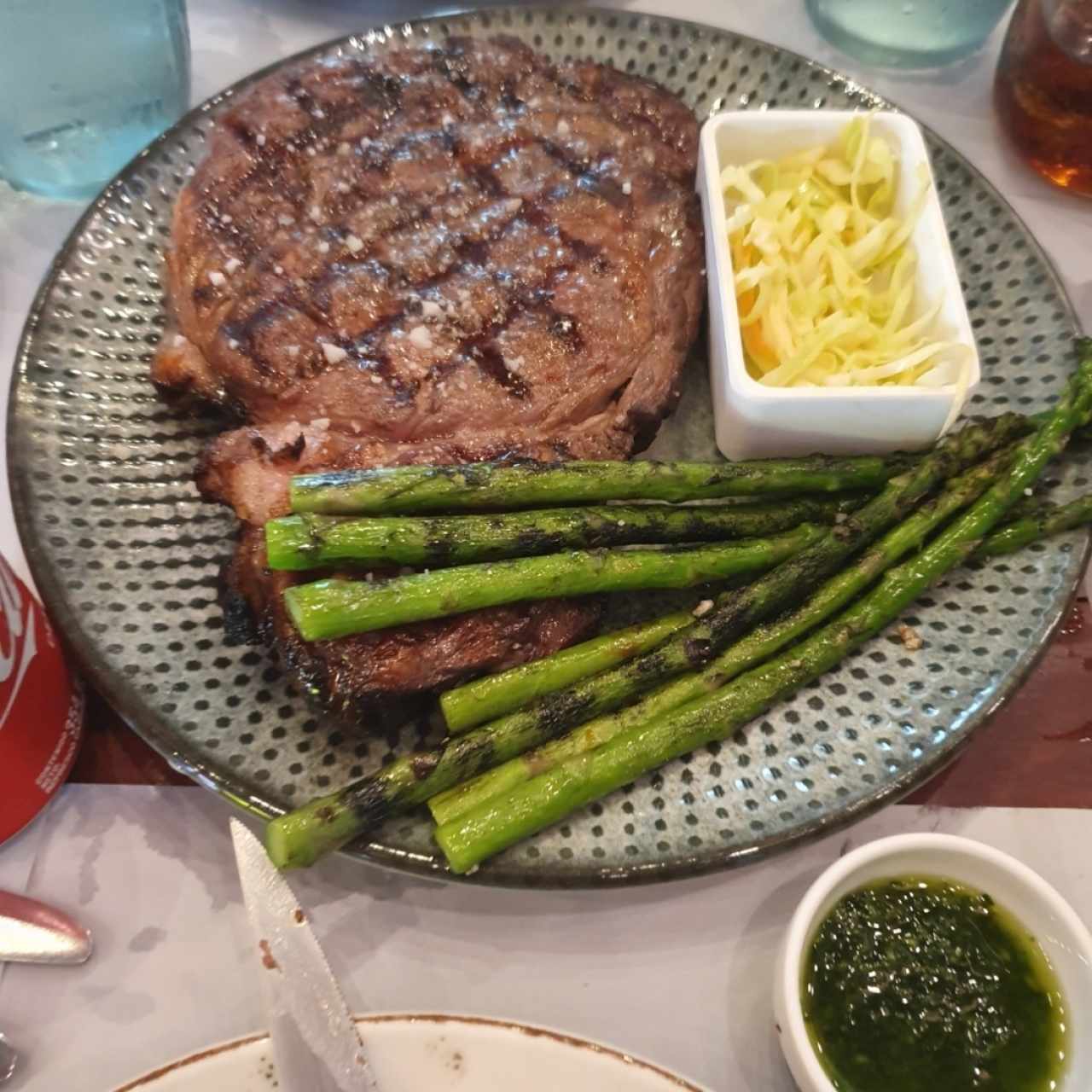 Rib eye + Side de espárragos 