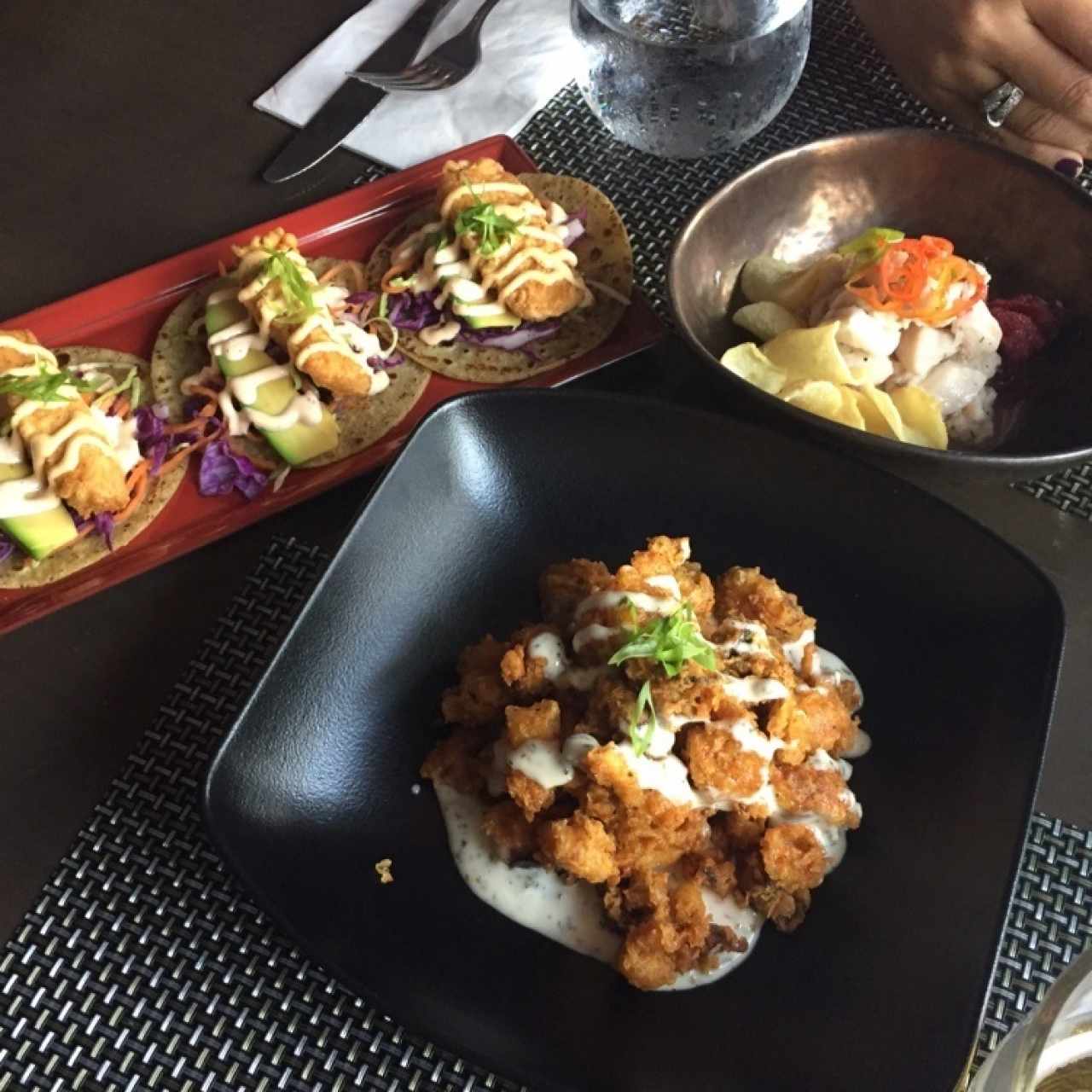 Mixto de Mariscos, Ceviche Carretillero y Tacos de Pescado