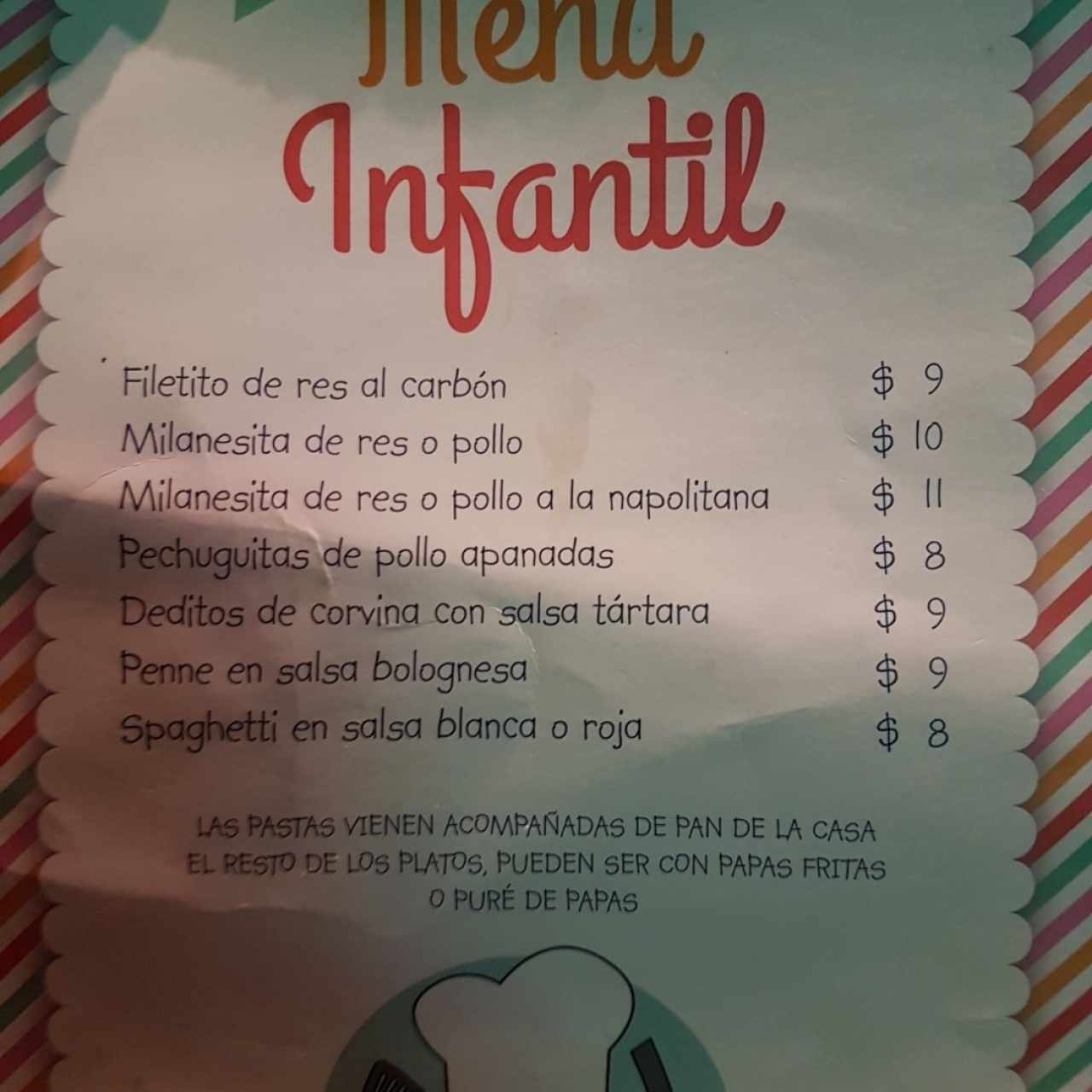 un Menú Infantil muy muy completo.