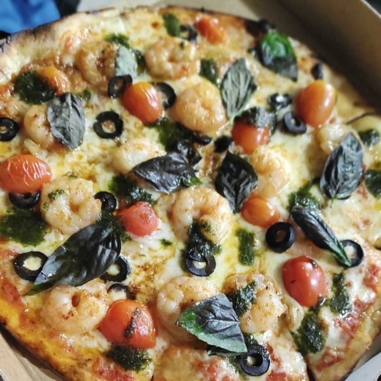 Pizza Camarobes al pesto 