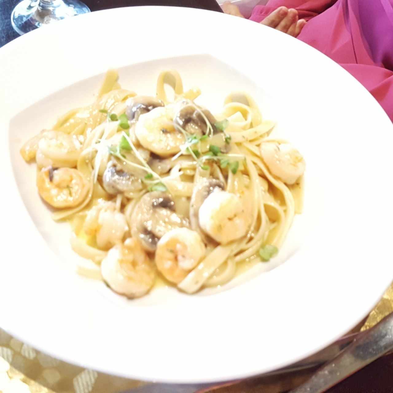 Fetuccini con camarones