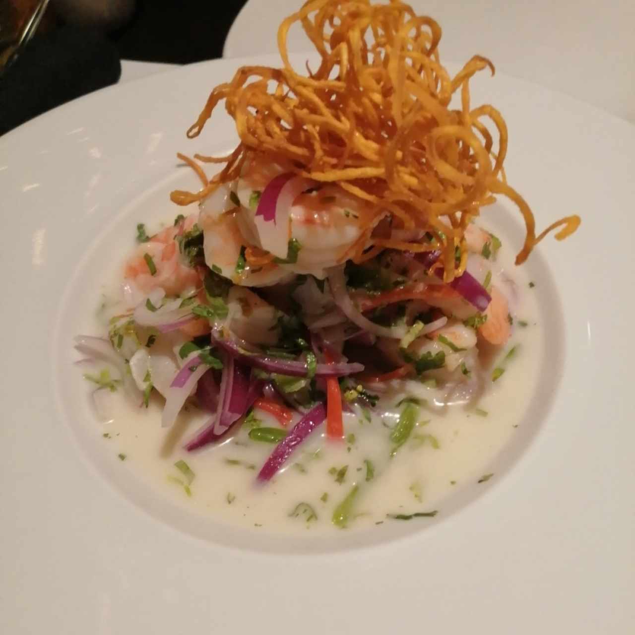 Ceviche de pez blanco y camarones ó Ceviche de Camarones