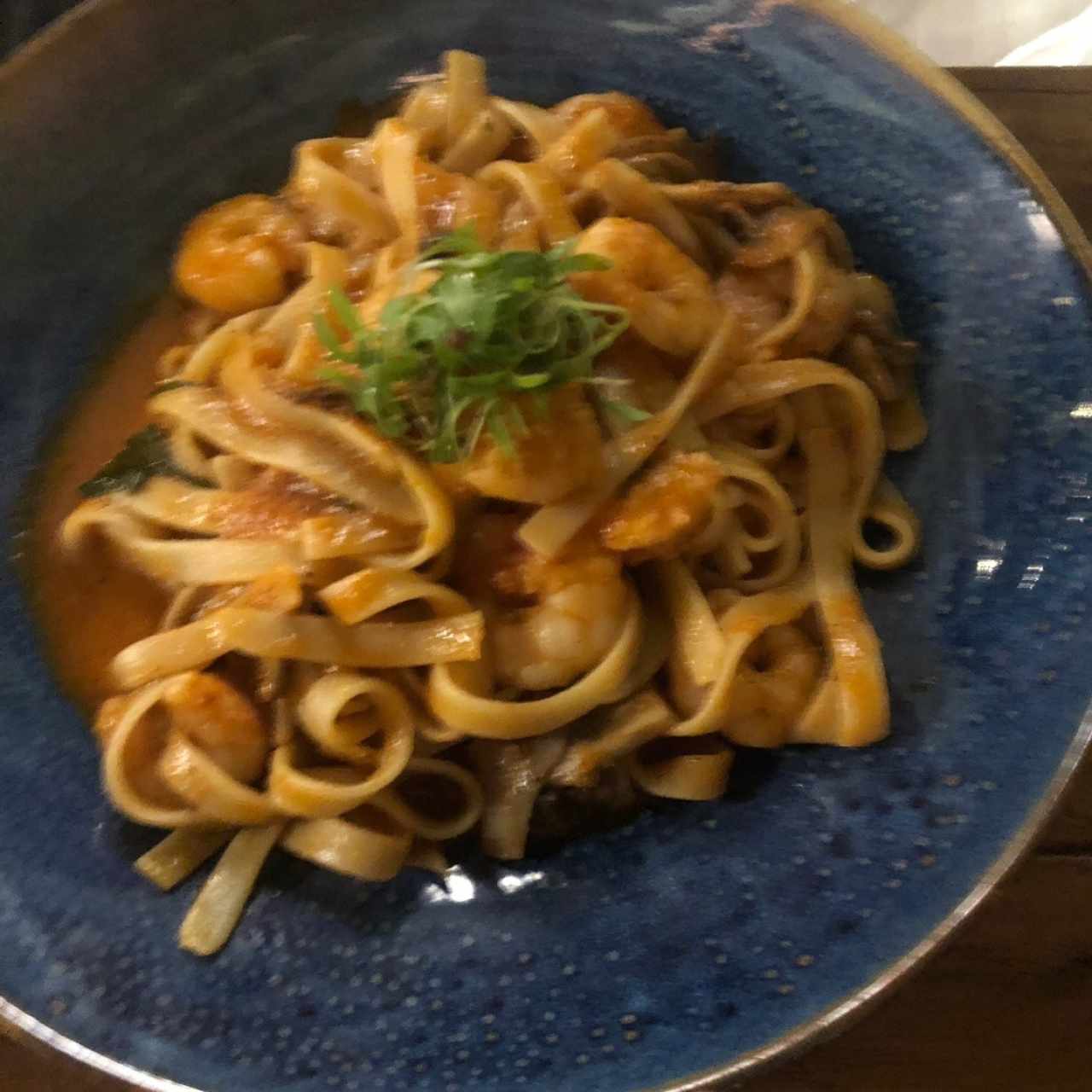 Fetuccini con camarones 