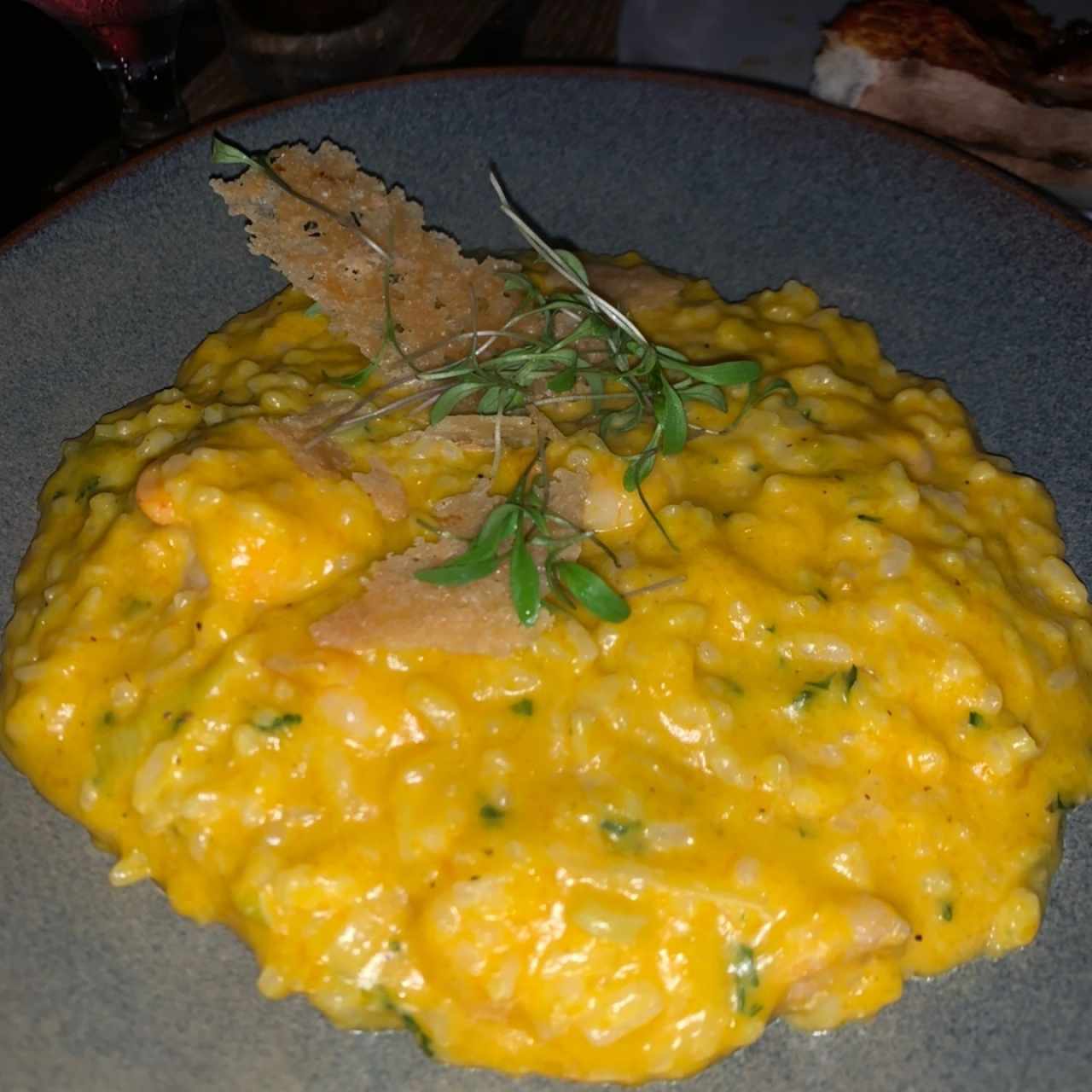 Risotto de zapallo con camarones