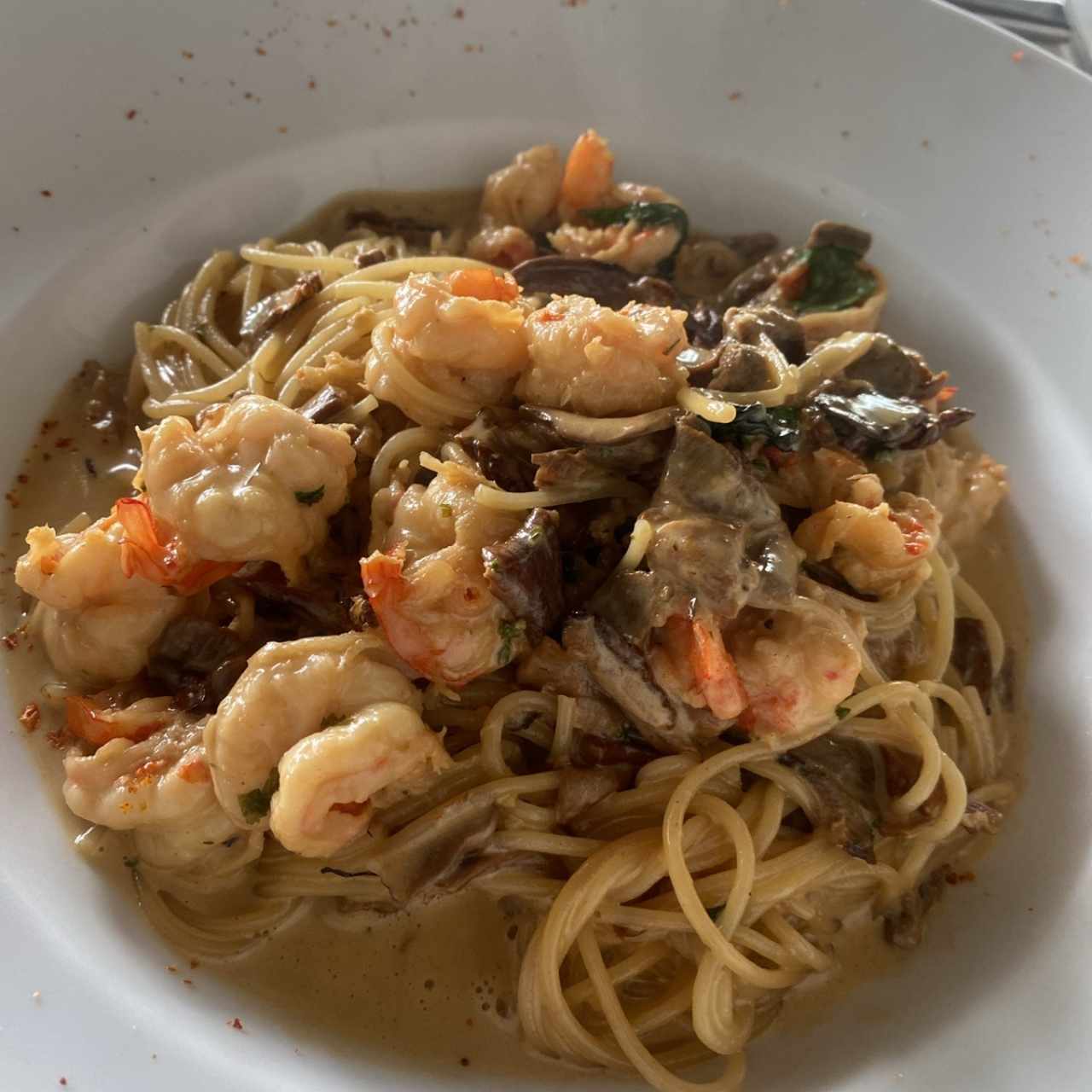 Pasta Gamberoni al Funghi