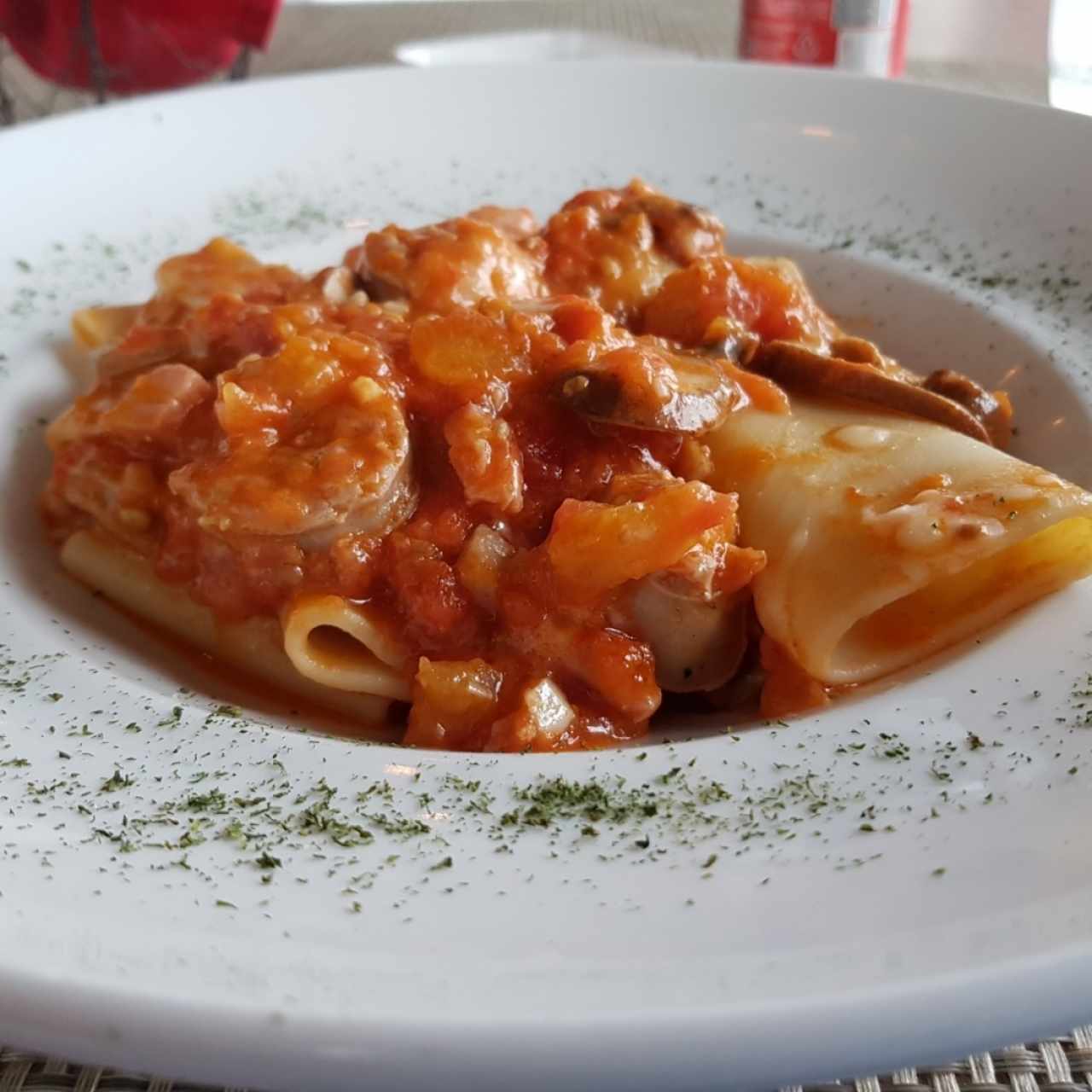 Pasta artesanal con chorizo