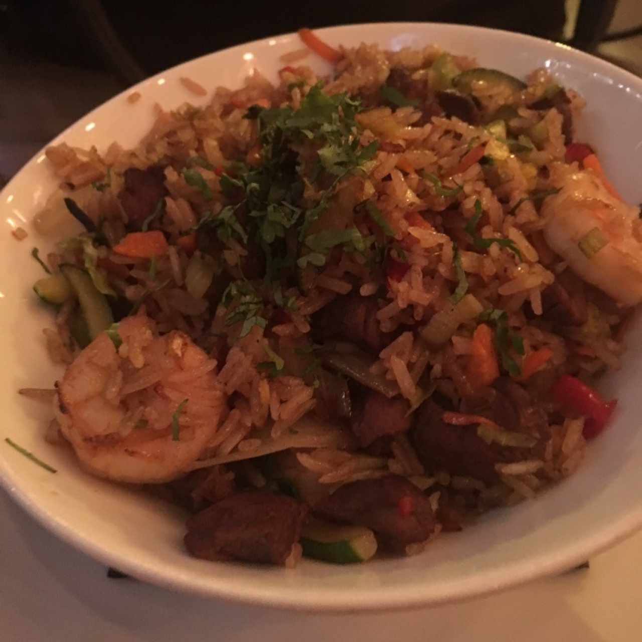 arroz thai mixto - doble filete y langostinos sin pollo