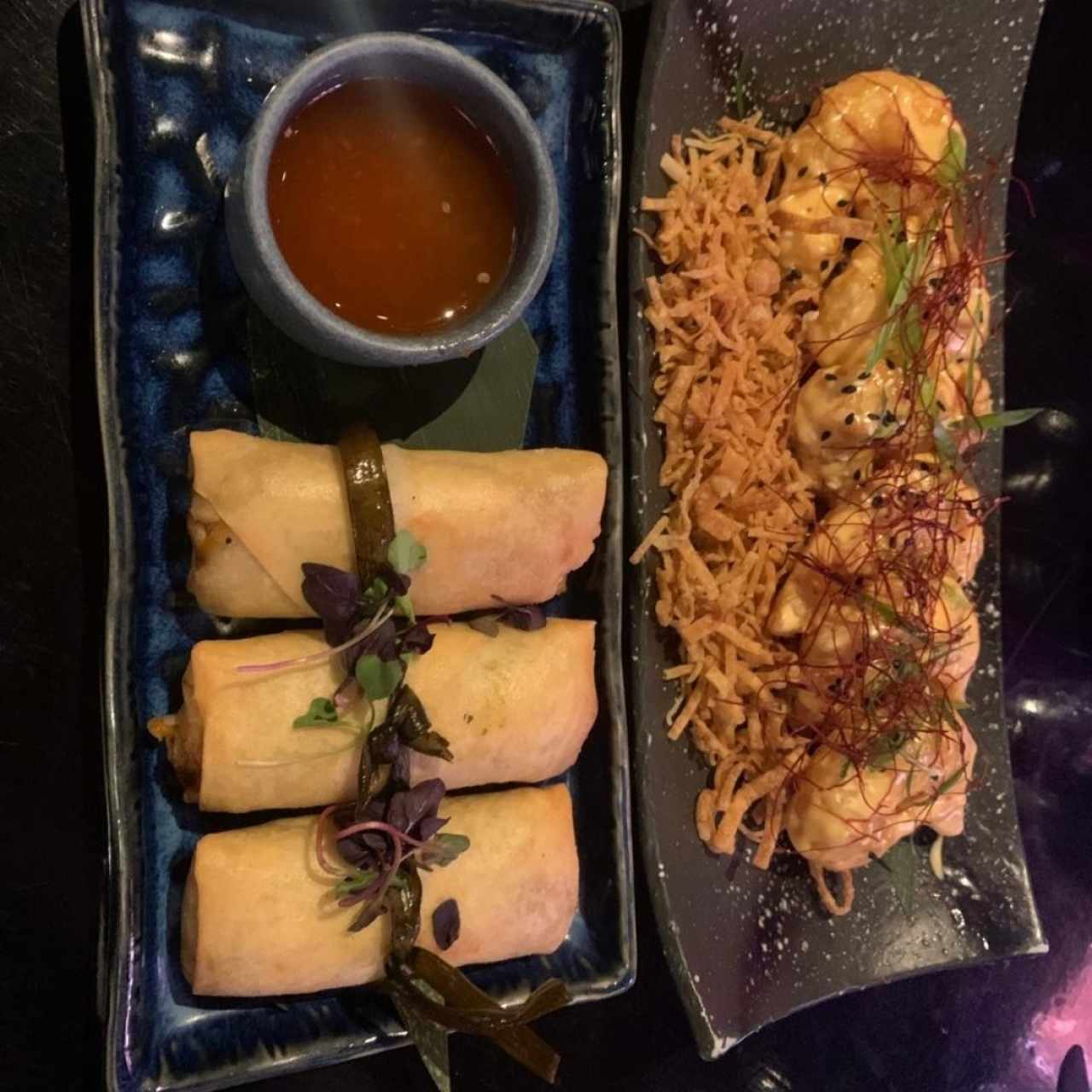 Crispy Shrimp y Rollitos de Primavera. 