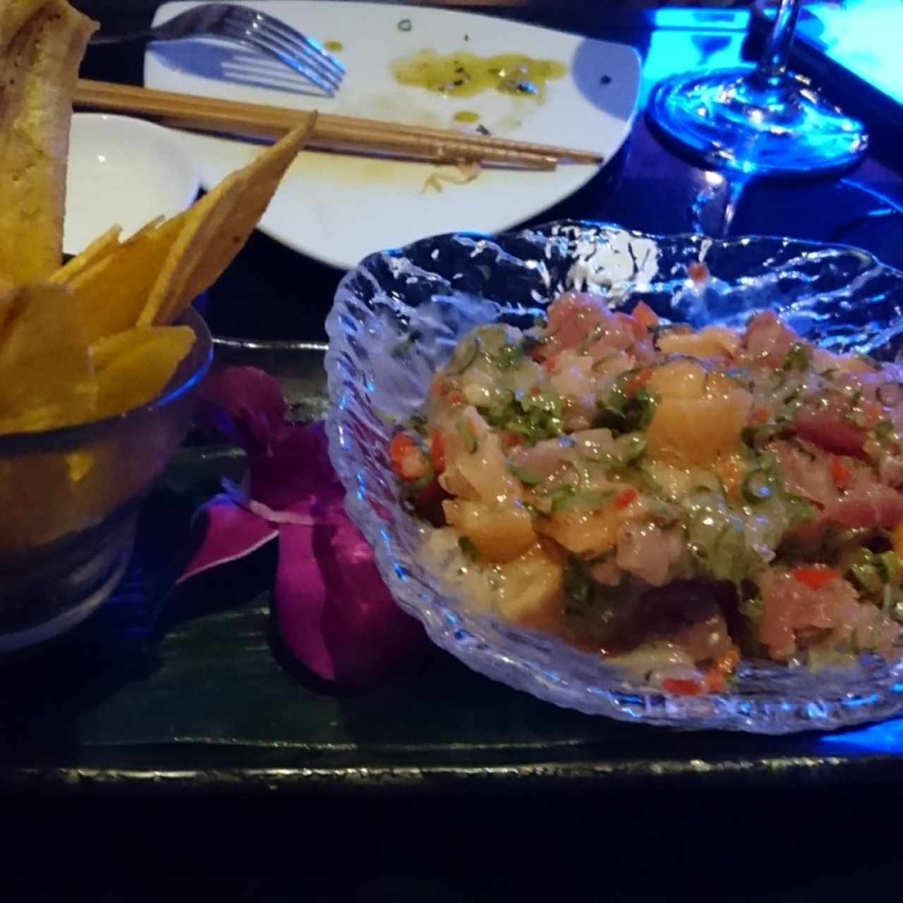 CEVICHE CON ESPUMA DE ROCOTTO