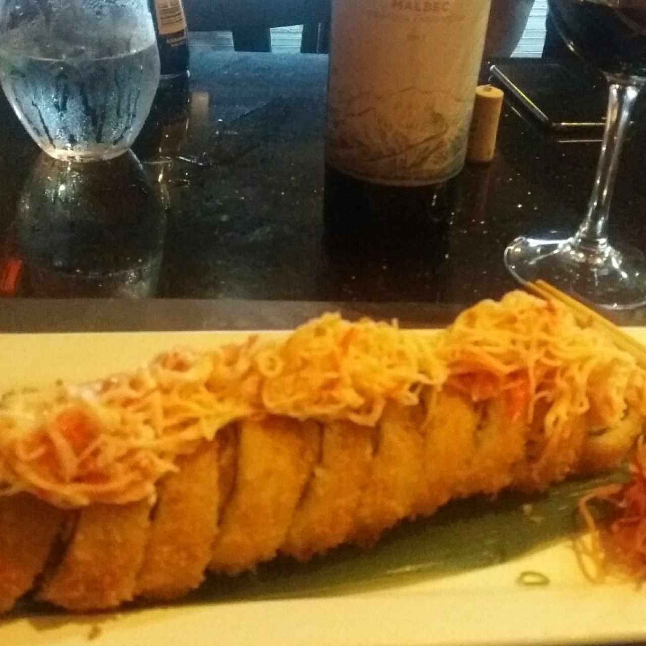 Volcano roll, y un vino Alamos Malbec